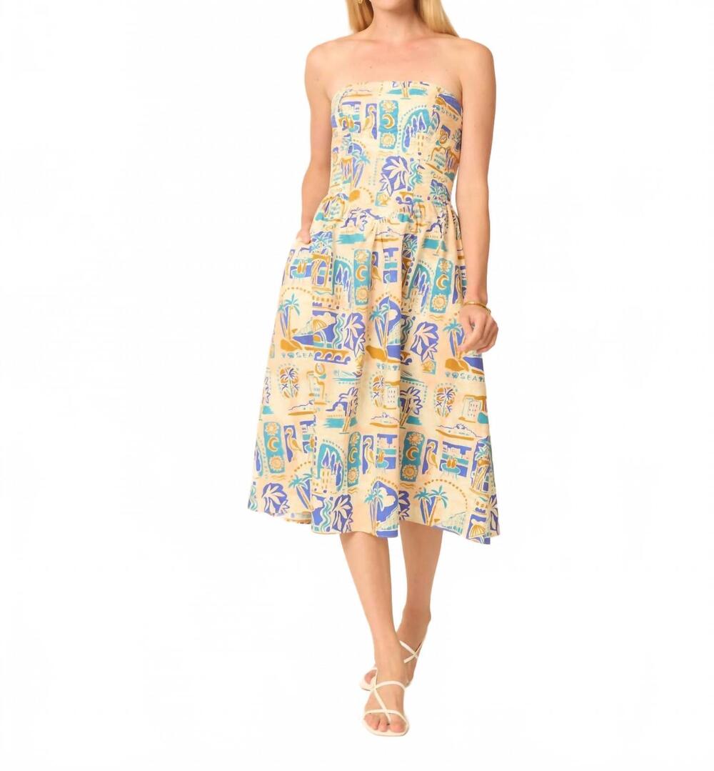 NEW GILNER FARRAR luanna midi dress in seychelles